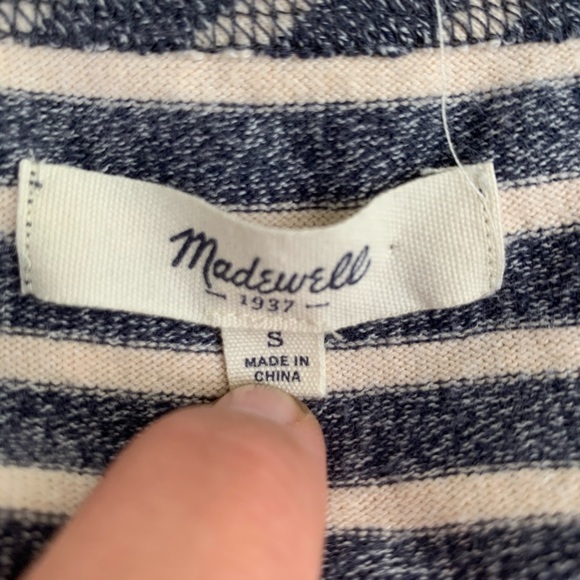Madewell Striped Sweater Top Cropped Sleeves Small - Picture 7 of 8